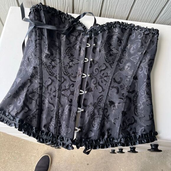 Coeur de Vague Black Brocade Corset SZ M Gothic Burlesque NWT - Picture 4 of 10